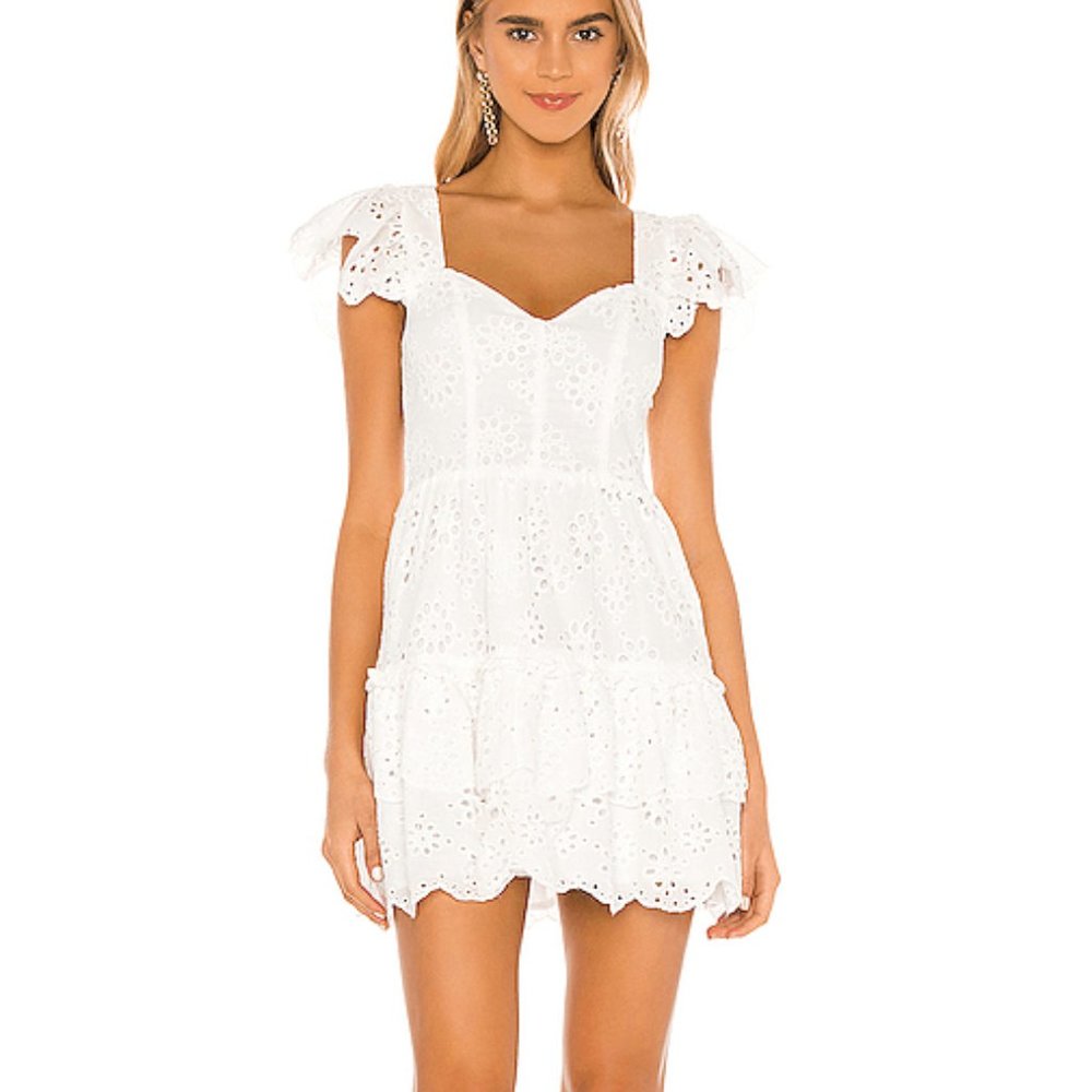 Lovers + Friends White Eyelet Mini Dress